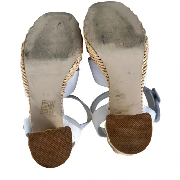 Jeffrey Campbell Amma Rattan White Platform Sandals - Picture 9 of 11